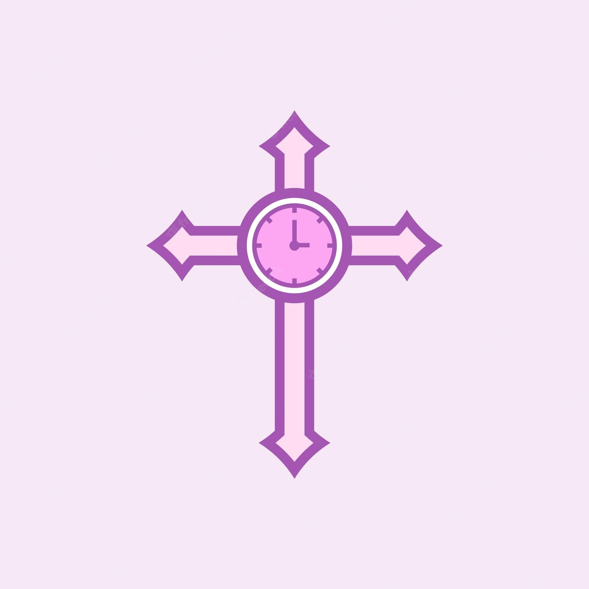  Christentum Hintergrundbild 2000x2000. Illustration Abstrakte Kreuzkirche Mit Uhrzeichen Logo Design Moderner Vektorgrafik