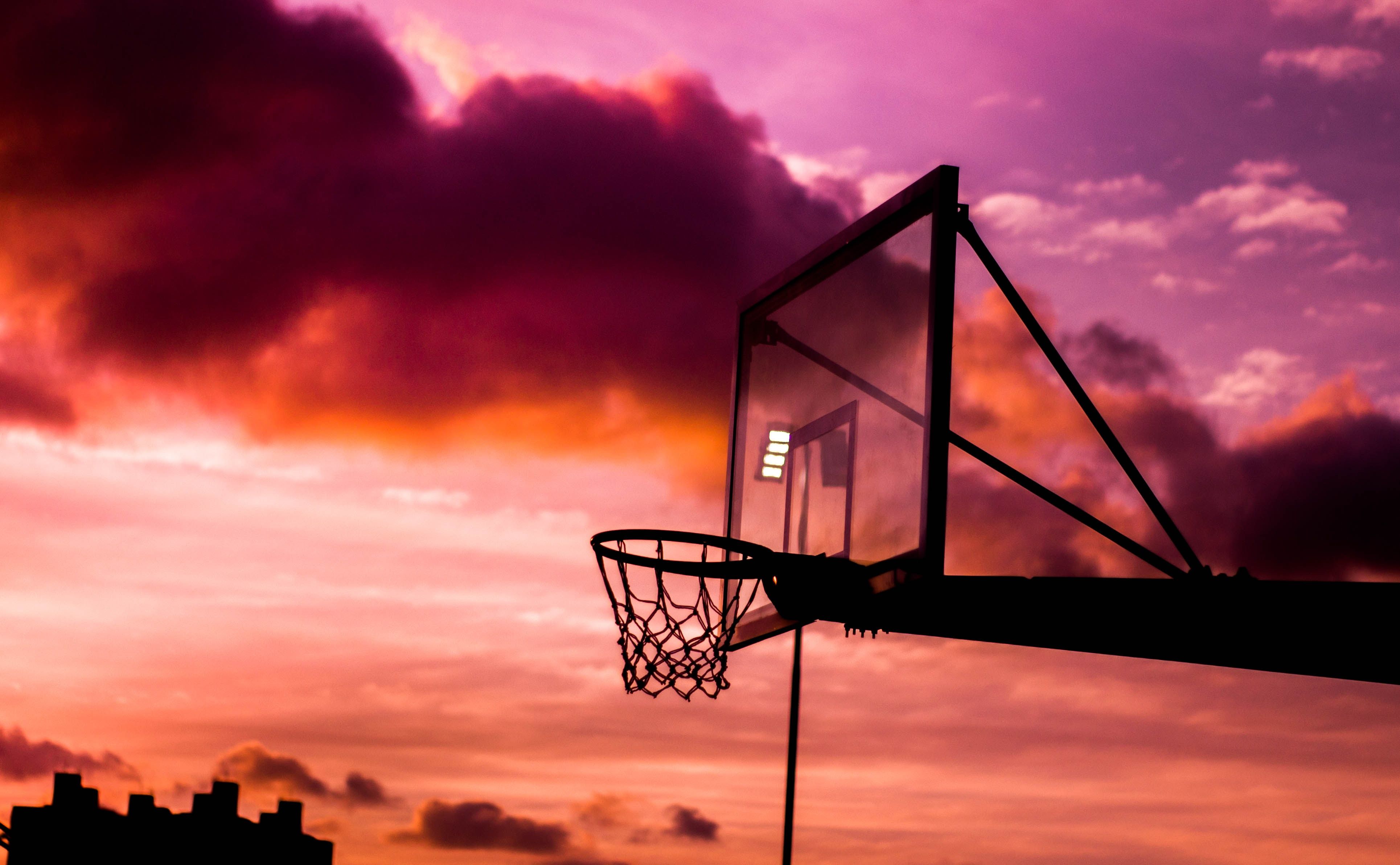  Basketball Hintergrundbild 3859x2384. Silhouette Photo of Basketball Hoop During Golden Hour · Free