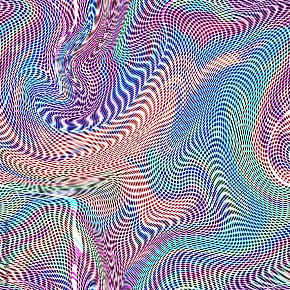  Psychedelisch Hintergrundbild 1000x1000. Psychedelic Optical Illusion. Seamless Texture, Digital Wallpaper. Hypnotic Surreal Abstract Background. Illustration. Stock Illustration