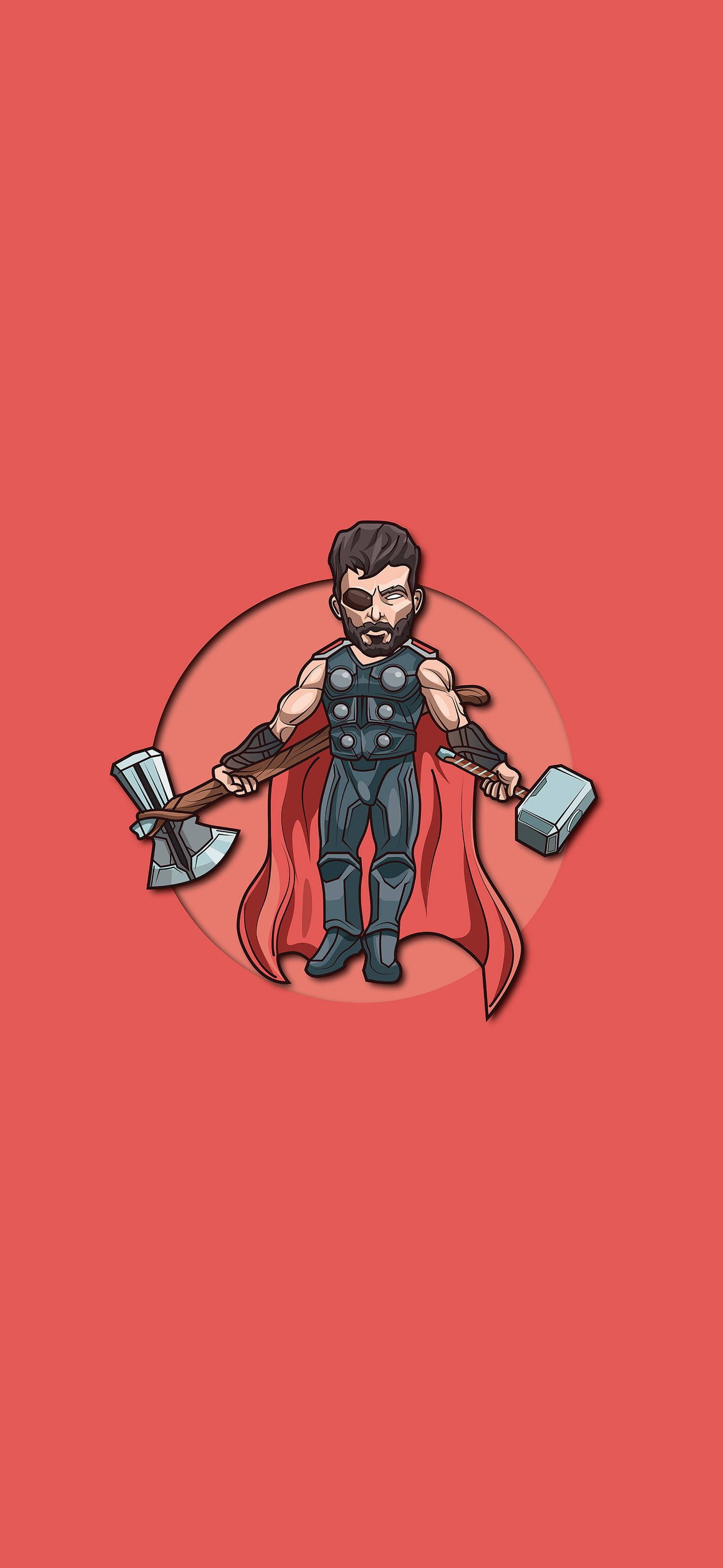  Thor Hintergrundbild 1436x3113. Download Marvel Hero Thor Stormbreaker And Hammer Vector Art Wallpaper