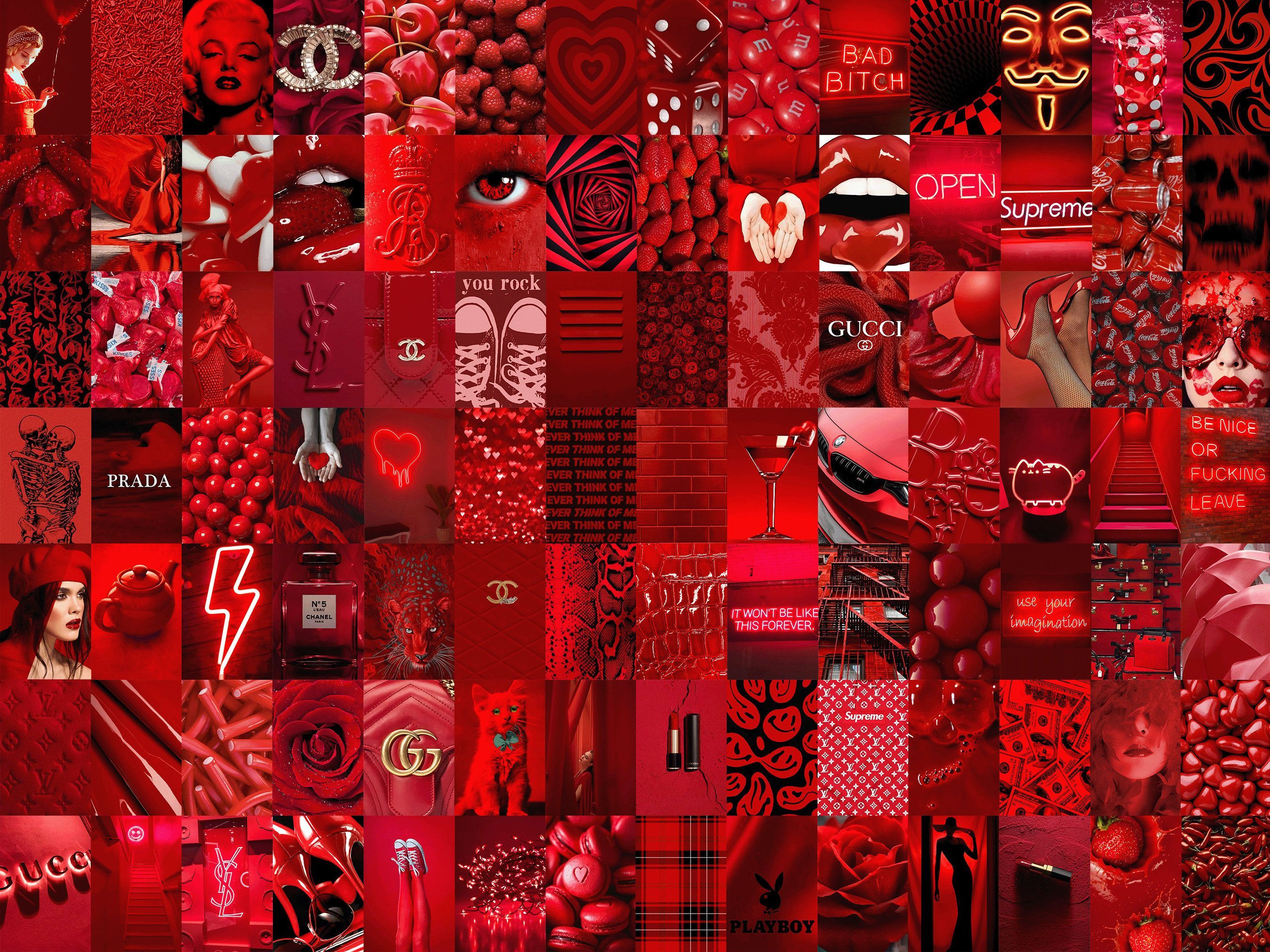  Rot Hintergrundbild 2700x2025. Red Wall Collage Kit 101 PCS Trendy Aesthetic VSCO Foto