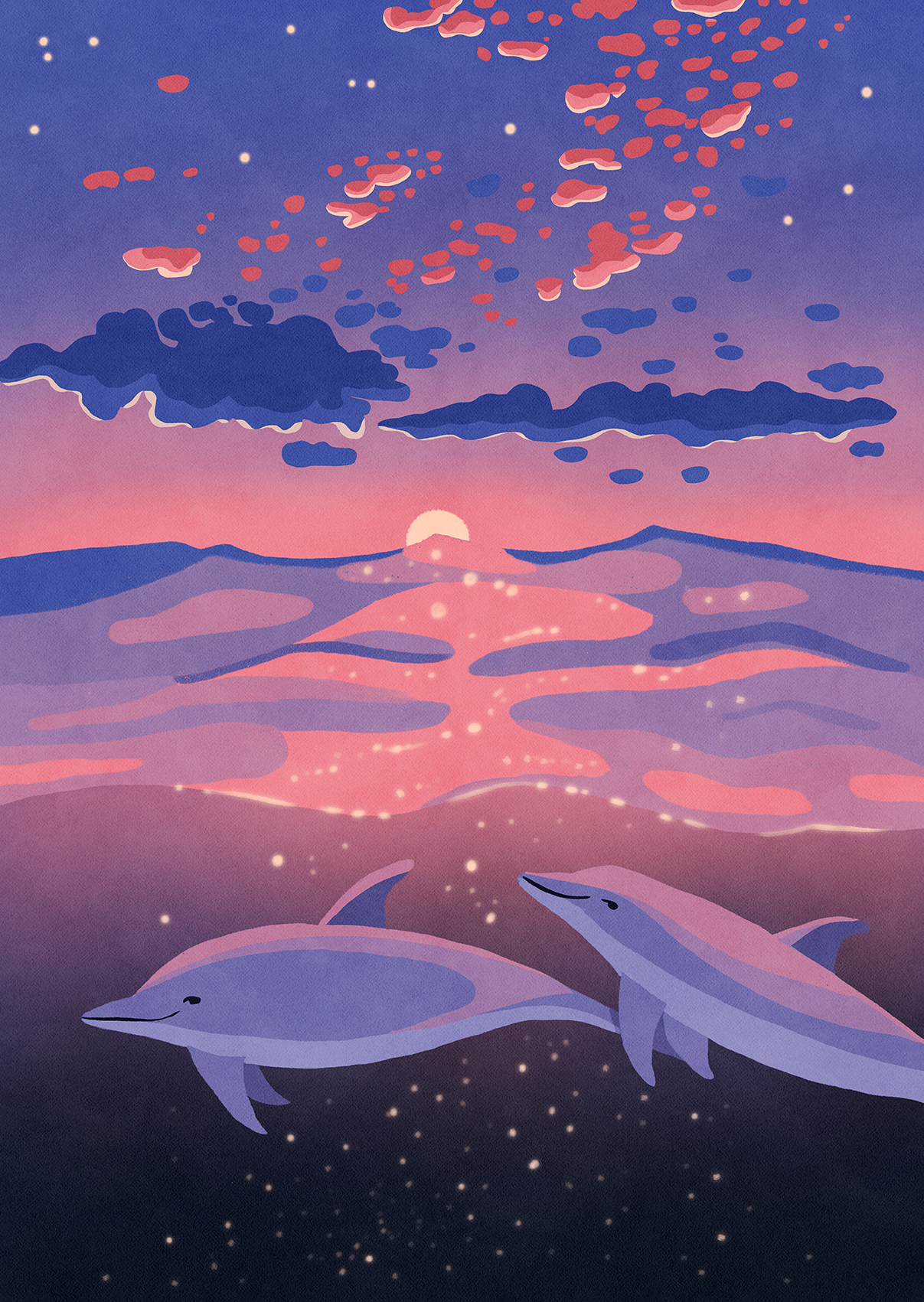  Delfin Hintergrundbild 1207x1701. Dolphins At Dusk