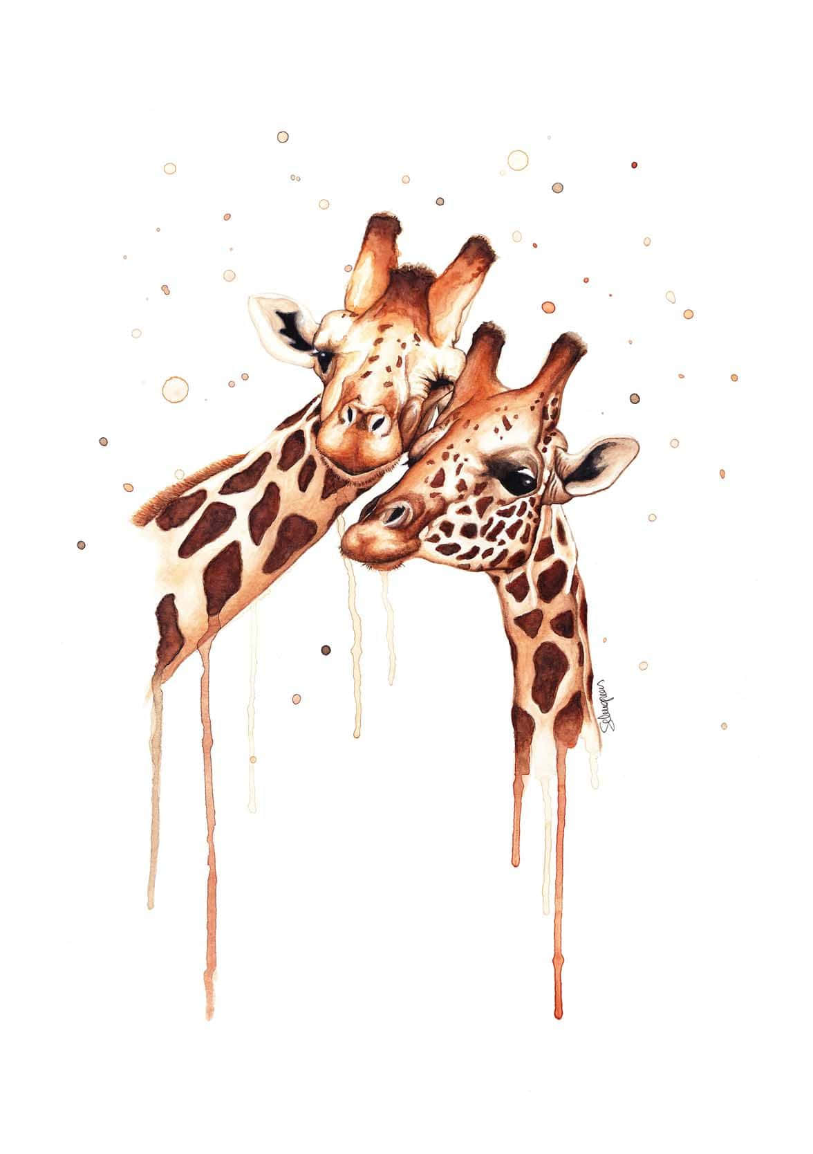 Giraffe Hintergrundbild 1176x1668. Download Cute Giraffes Watercolor Art Wallpaper