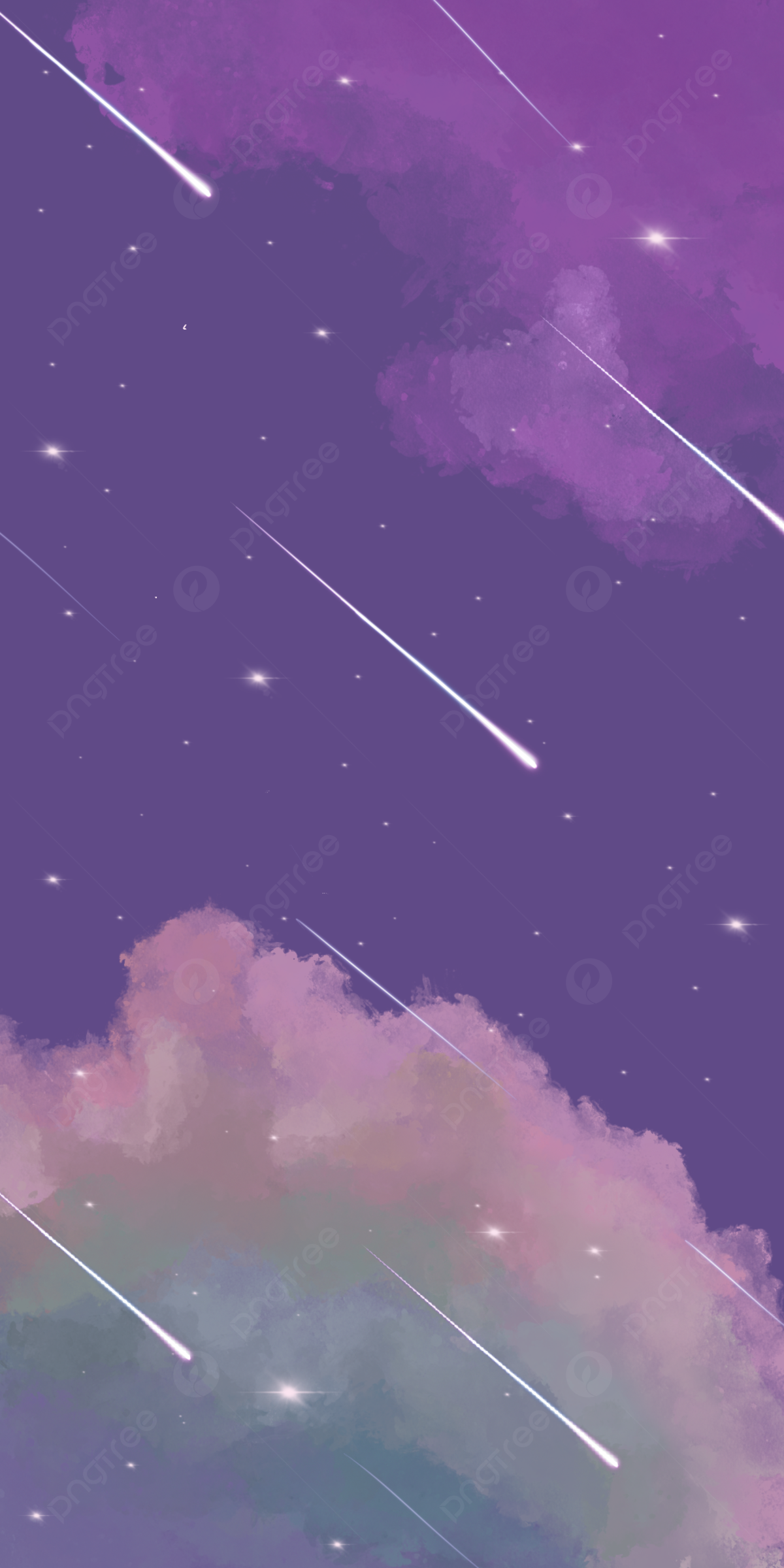  Sterne Hintergrundbild 1200x2400. Lila Nachthimmel Meteorwolke Handy Wallpaper Hintergrund Hintergrundbild zum kostenlosen Download