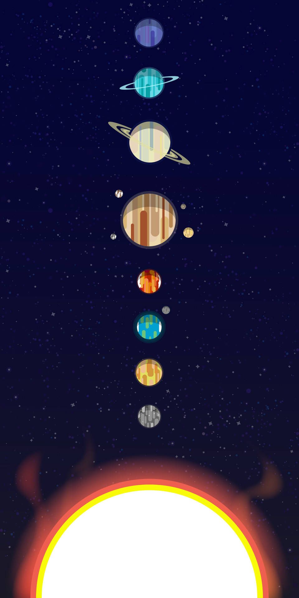  Planeten Hintergrundbild 960x1920. Download Space Aesthetic Lined Up Planets Wallpaper