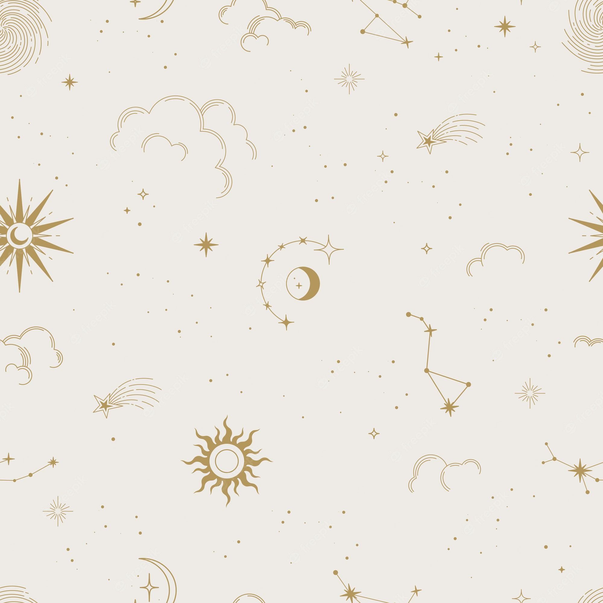  Sterne Hintergrundbild 2000x2000. Vector Magisches Nahtloses Muster Mit Konstellationen Sonne Mond Wolken Und Sternen