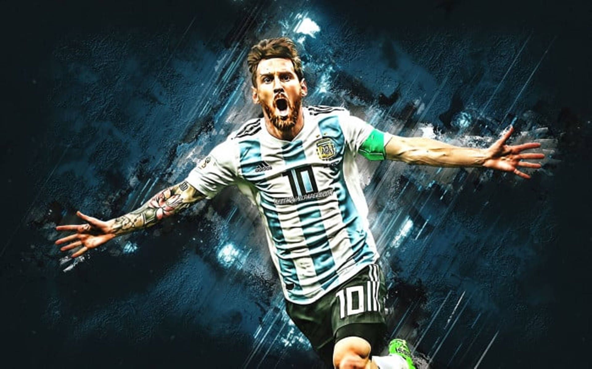  Messi Hintergrundbild 1920x1199. Download Messi Argentina Aesthetic Blue Wallpaper