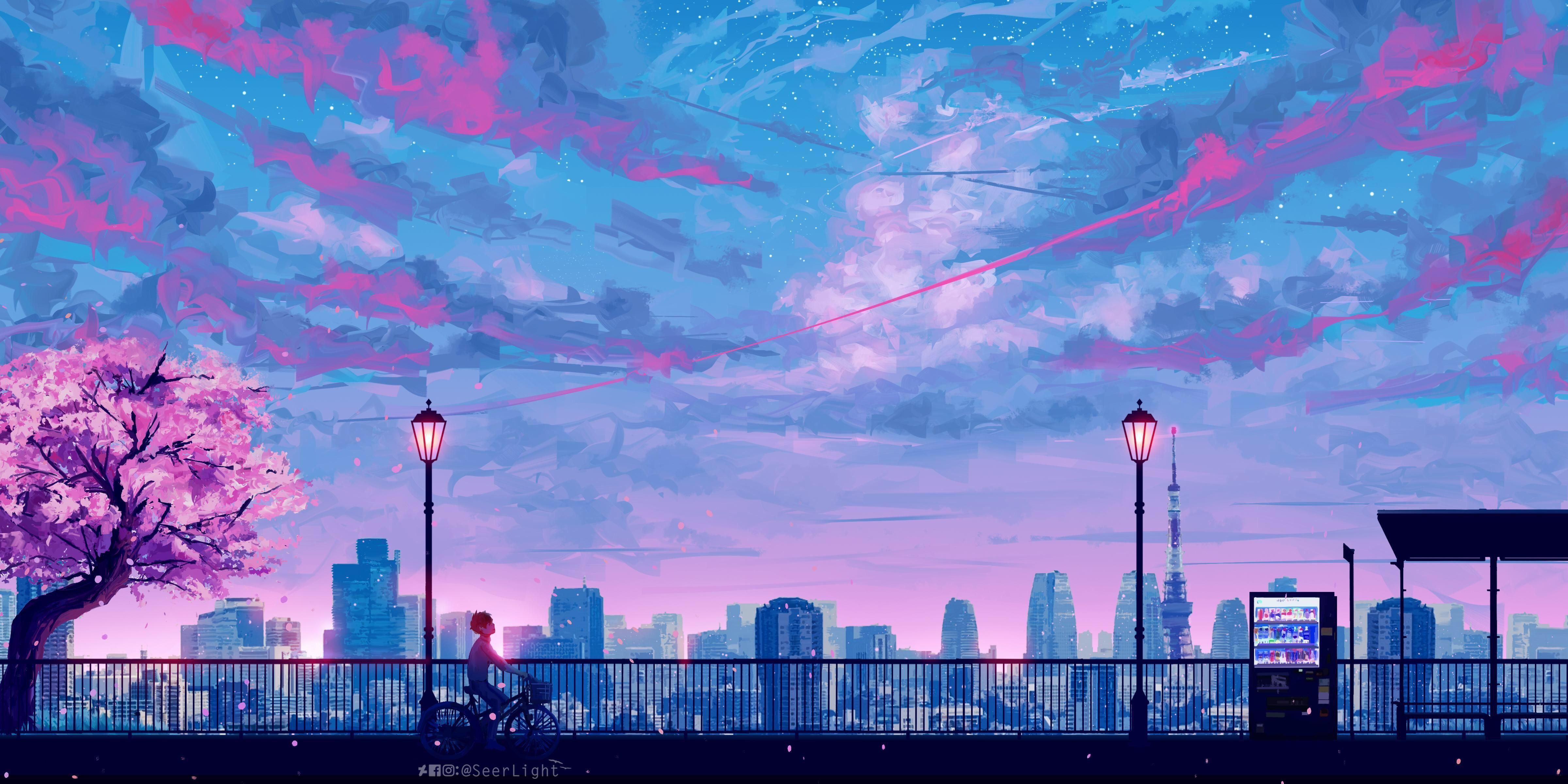  Windows Rosa Hintergrundbild 4800x2400. Pink Aesthetic PC Anime Wallpaper