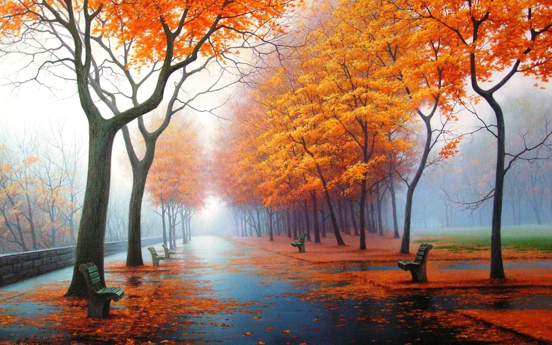 Herbst Kostenlos Hintergrundbild 1920x1200. Hintergrundbild für Handys: Streets, Landschaft, Herbst, 33665 Bild kostenlos herunterladen