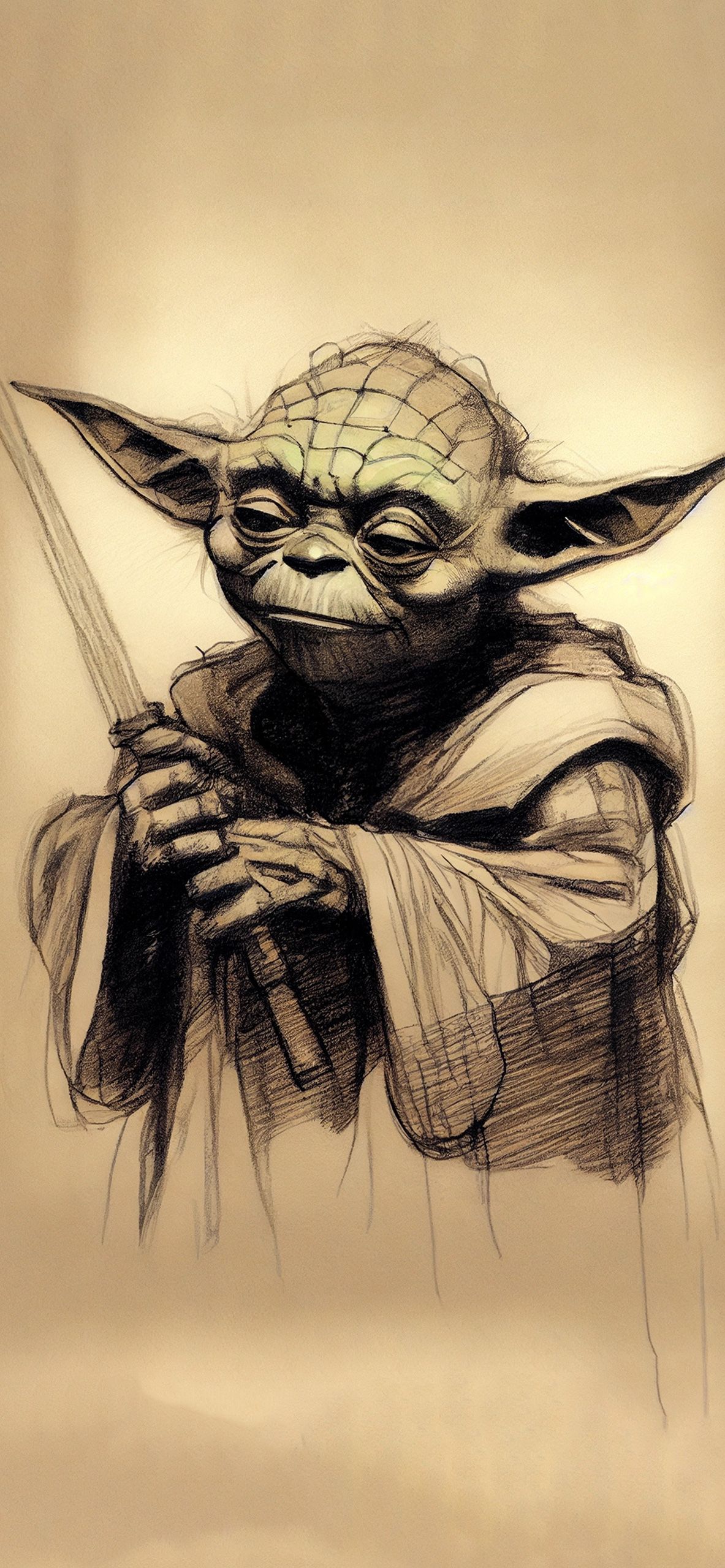  Star Wars Hintergrundbild 1183x2560. Star Wars Yoda Sketch Wallpaper Wars Aesthetic Wallpaper