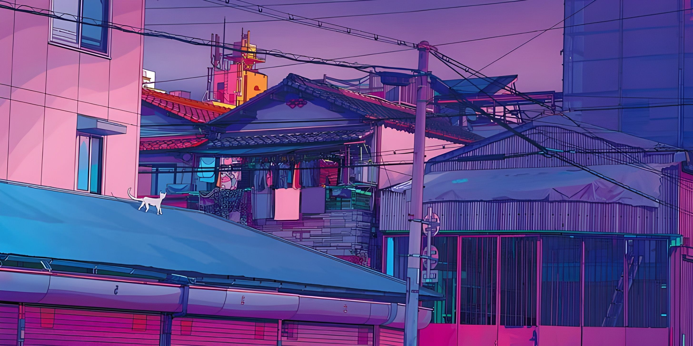  Stadt Hintergrundbild 2912x1456. Kostenlose Hintergrundbilder Anime, Ästhetik, Kunst, Gebäude, Fenster, Bilder Für Ihren Desktop Und Fotos