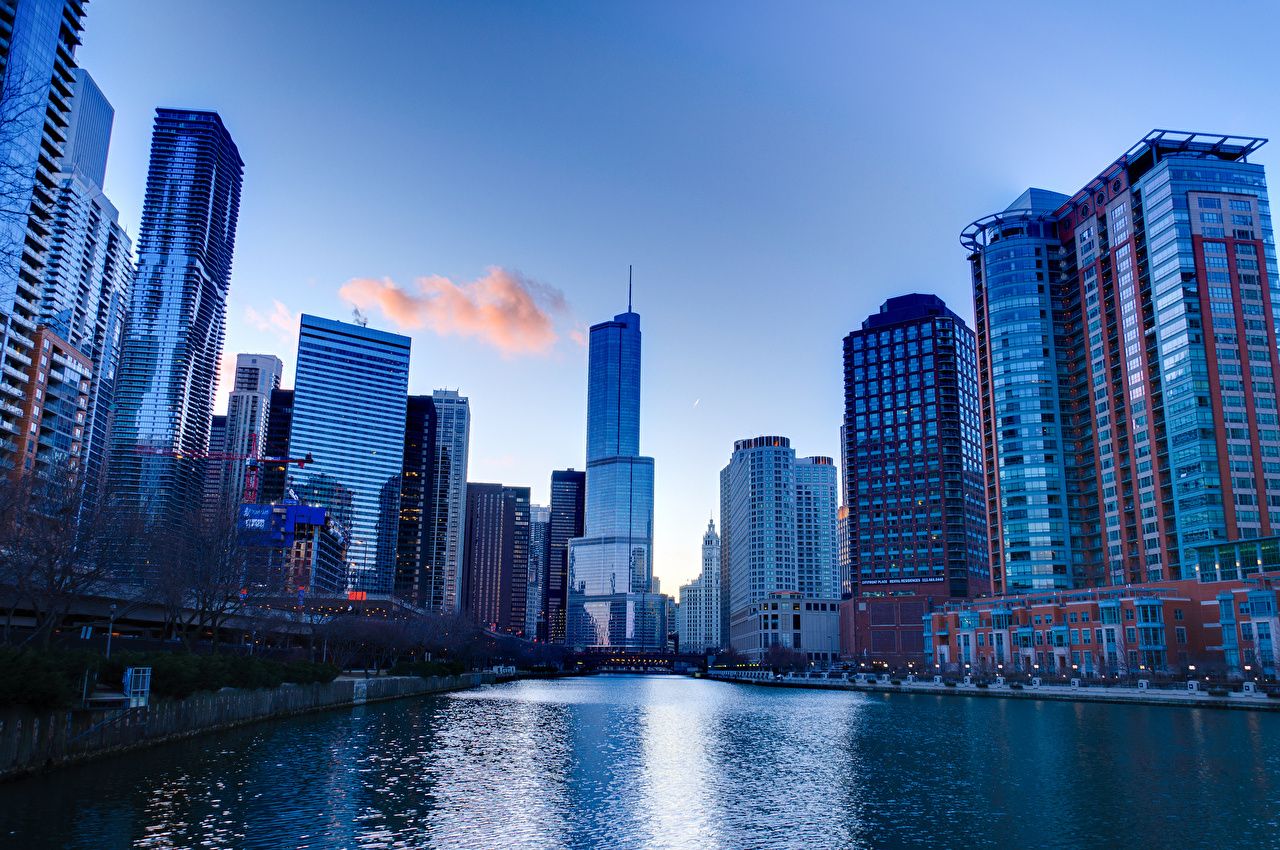  Stadt Hintergrundbild 1280x850. Fotos Chicago Stadt Vereinigte Staaten Wolkenkratzer Haus Städte