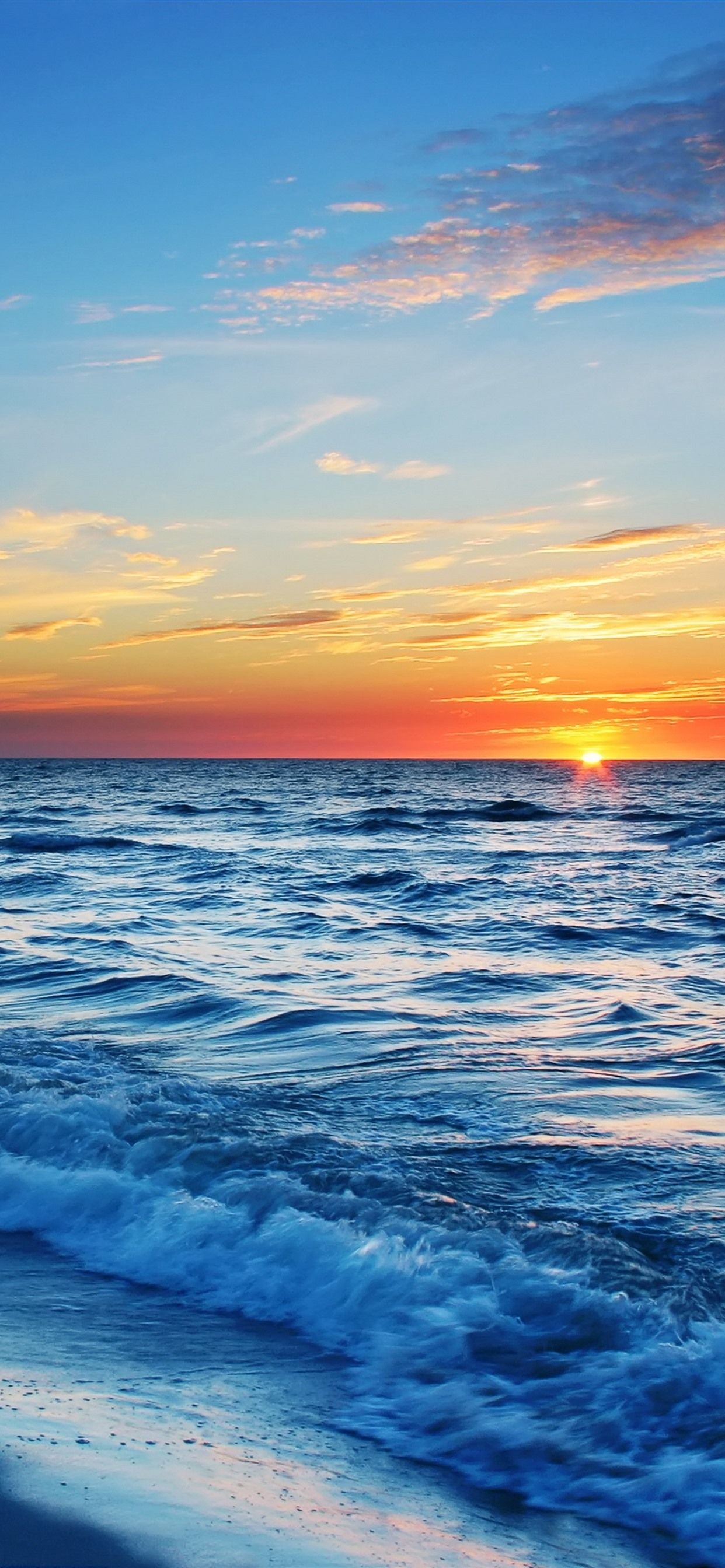  Meer Hintergrundbild 1242x2688. Meer, Wellen, Strand, Sonnenuntergang, Wolken 5120x2880 UHD 5K Hintergrundbilder, HD, Bild