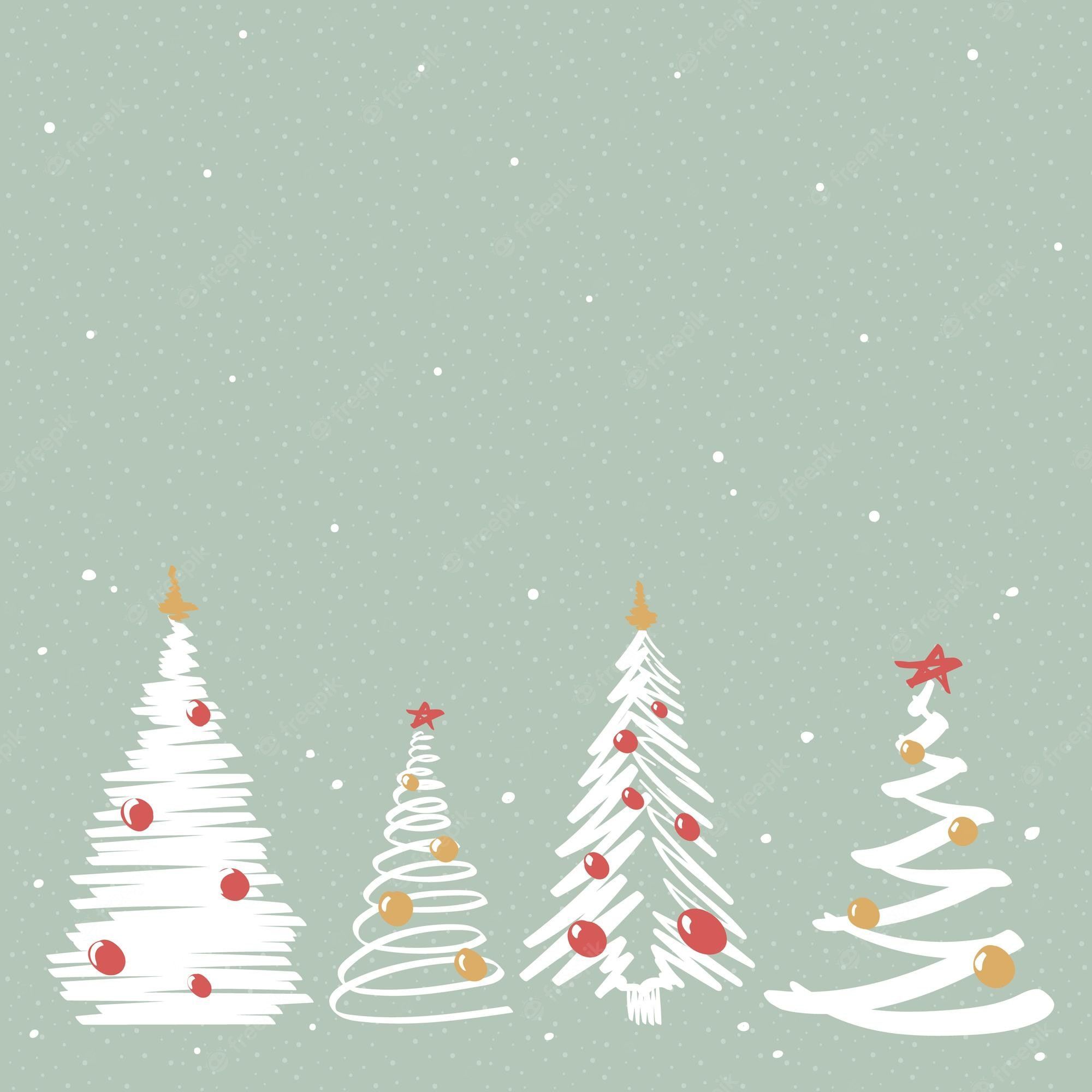  Weihnacht Hintergrundbild 2000x2000. Hand zeichnen grünen weihnachtshintergrund ästhetische kiefern gekritzel