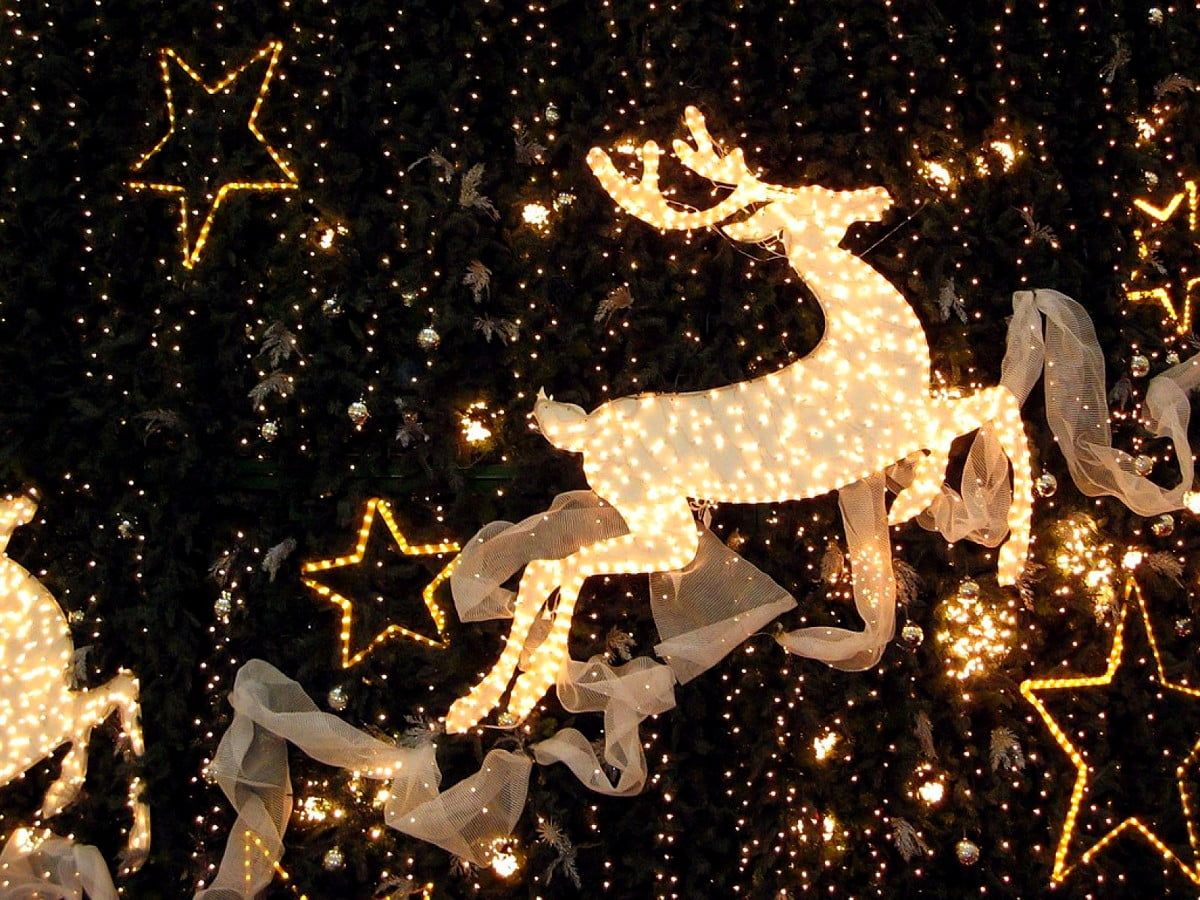  Weihnachtliche Hintergrundbild 1200x900. Hintergrund Fröhliche Weihnachten, Rentier, Weihnachtsbaum. Kostenlose TOP Hintergründe