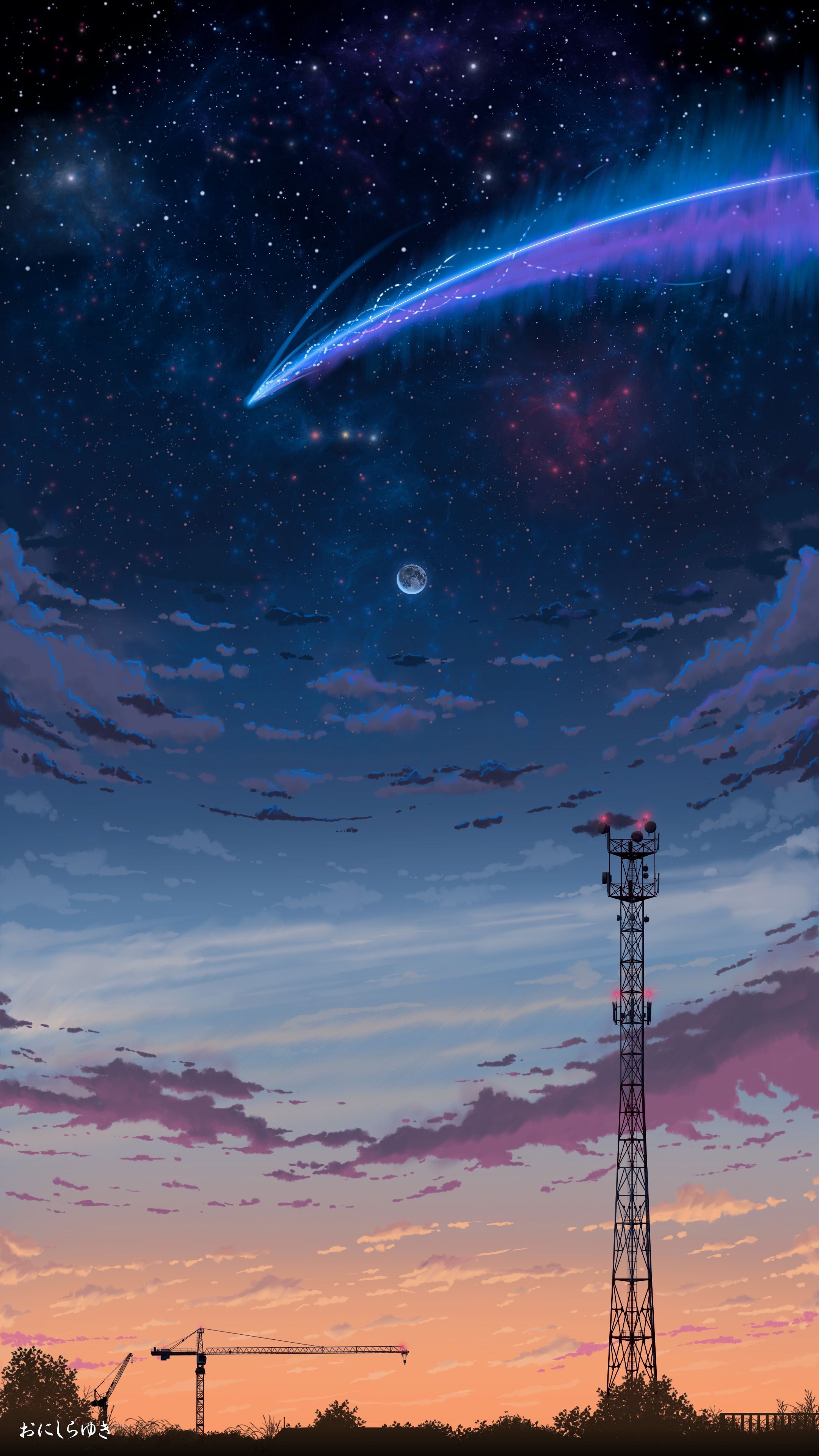  Anime Hintergrundbild 2160x3840. Aesthetic Anime Sky Wallpaper
