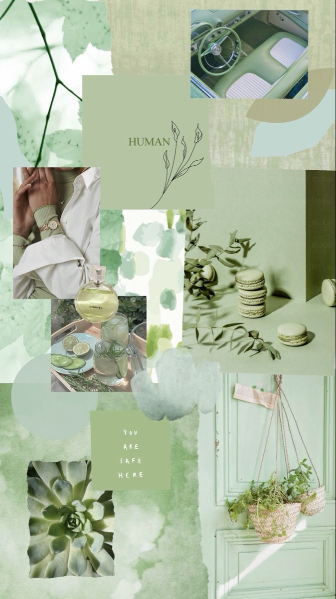  Grün Hintergrundbild 674x1200. Soft Green Aesthetic Collage Wallpaper. Hintergrund iphone, Hintergrund