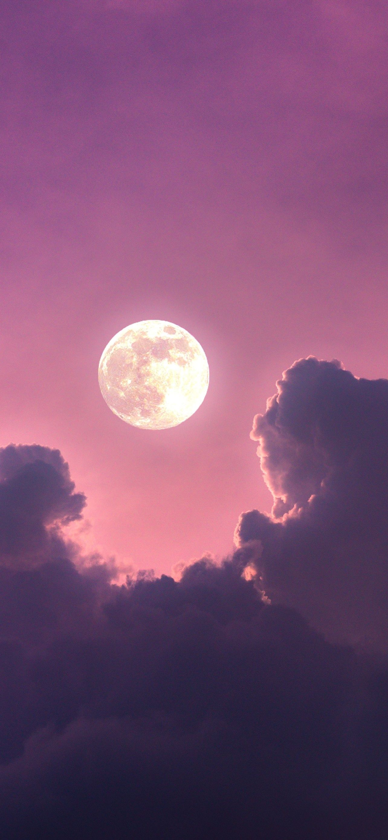  IPhone XS Max Hintergrundbild 1284x2778. Full moon Wallpaper 4K, Clouds, Pink sky, Nature