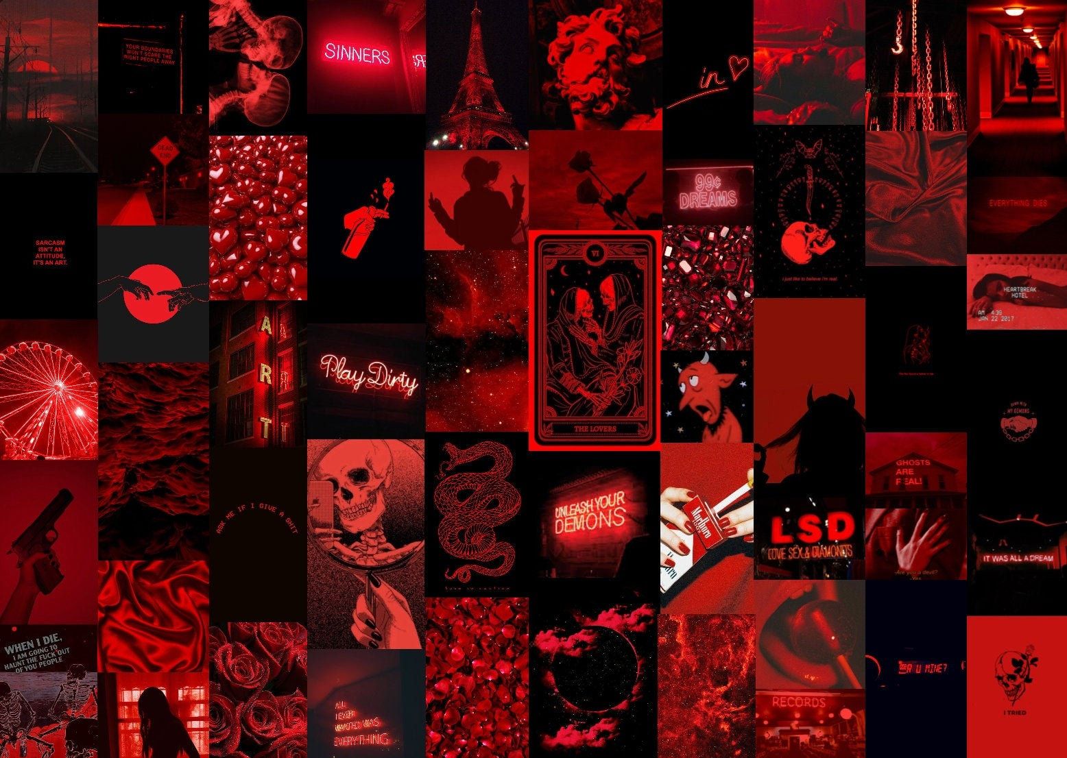  Rot Hintergrundbild 1556x1106. Stück Red Grunge Aesthetic Wall Collage Kit Rot und