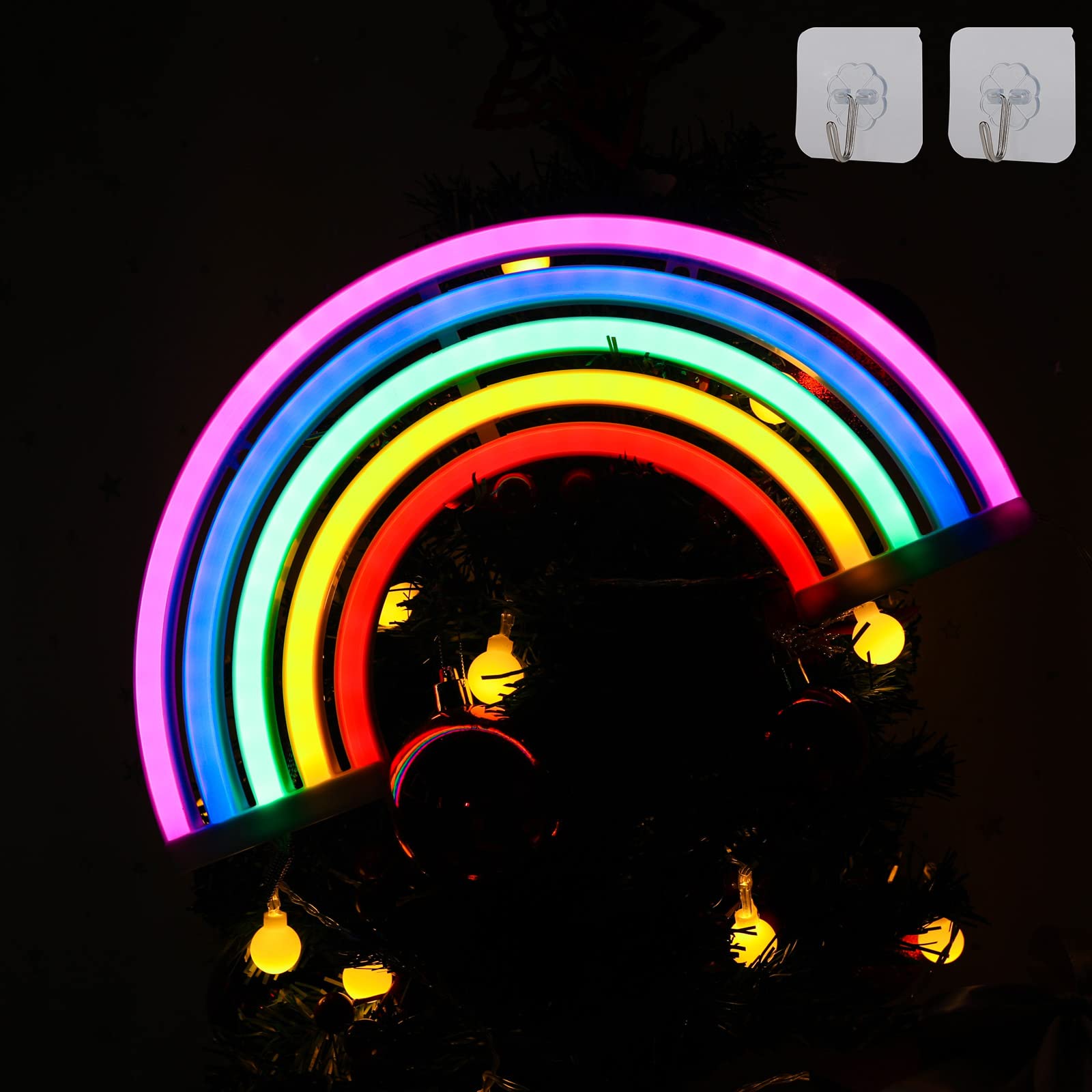  Regenbogen Hintergrundbild 1600x1600. ENUOLI Regenbogen Neonlicht, Niedliche Bunte Neon Regenbogen Schilder, Batteriebetrieben Oder USB Betrieben, LED Regenbogen Licht, Nachtlicht, Weihnachten, Festival : Amazon.de: Beleuchtung