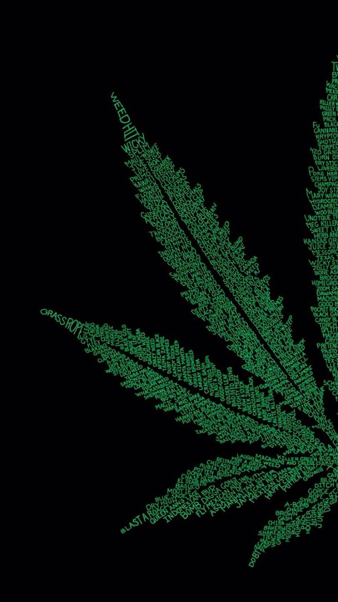  Weed Hintergrundbild 1080x1920. Download Word Art Leaf Weed Aesthetic Wallpaper