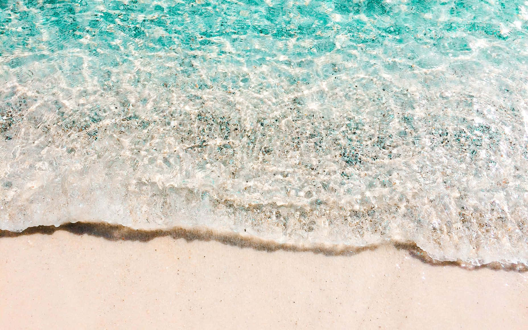  Sand Hintergrundbild 1856x1161. Download Aesthetic Beach Laptop Water On Shore Wallpaper