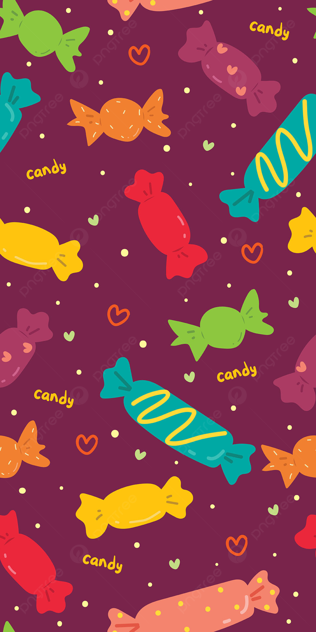  Süßigkeiten Hintergrundbild 1200x2400. Süße Handy Wallpaper Mit Bunten Süßigkeiten Der Karikatur Hintergrund Hintergrundbild zum kostenlosen Download