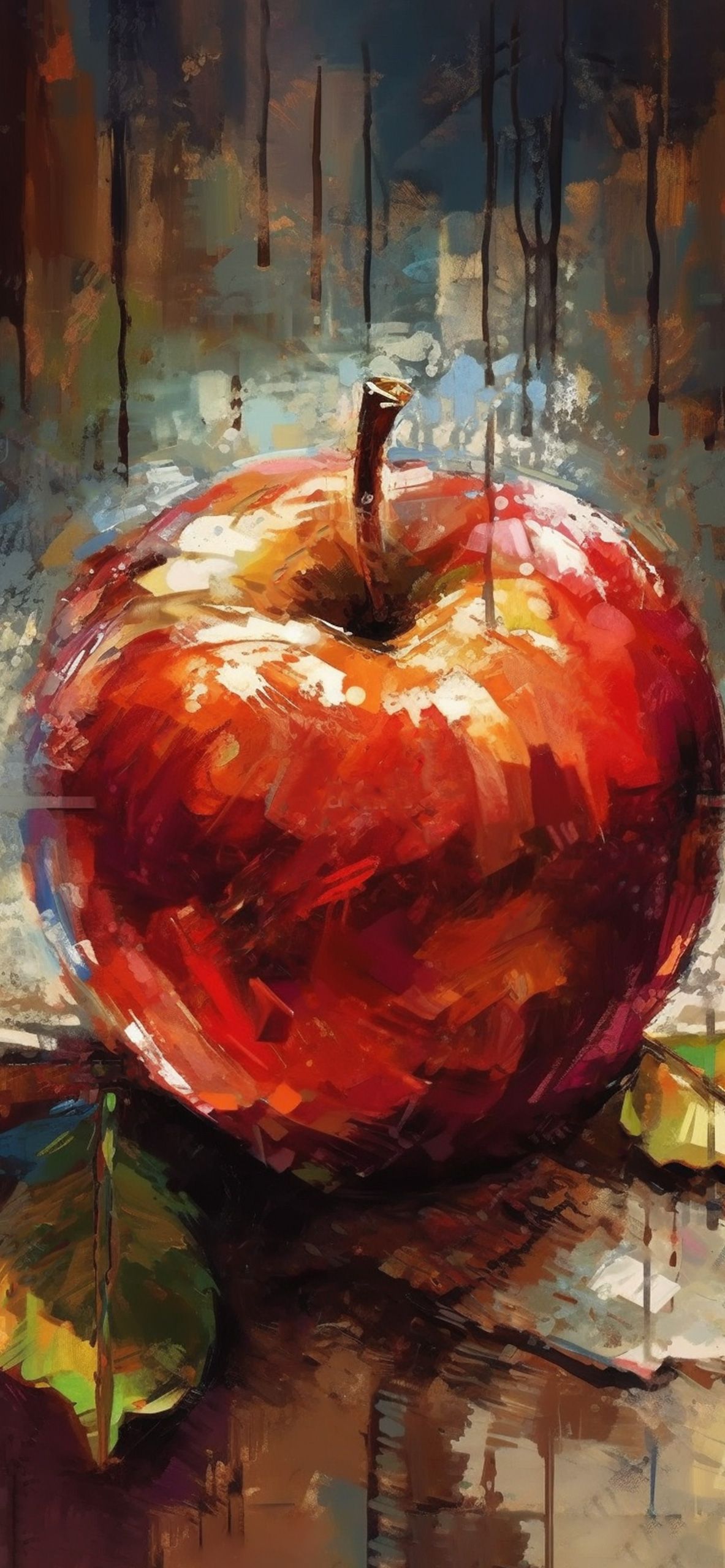 Apple Hintergrundbild 1183x2560. Red Apple Painting Wallpaper Aesthetic Wallpaper iPhone