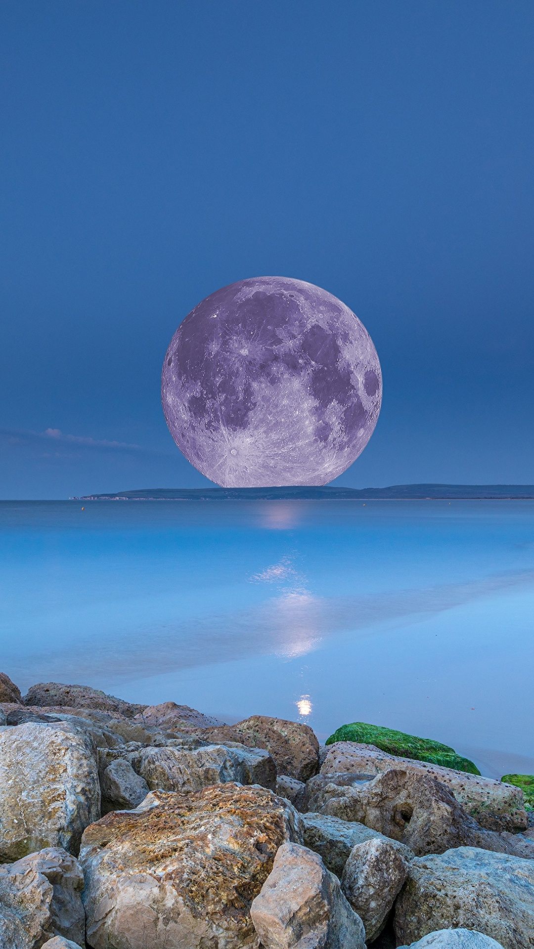 Natur Hintergrundbild 1080x1920. Desktop Hintergrundbilder Meer Natur Mond Abend Steine 1080x1920