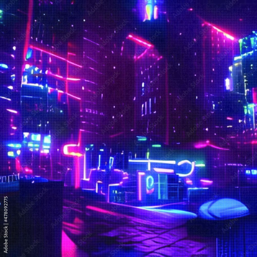  Lichter Hintergrundbild 1000x1000. Cyberpunk Futuristic Wallpaper With Blue And Purple Neon Lights. Colorful Techno Backdrop With Aesthetics Of Style Of 80's. Glowing Neon Abstraction. Futuristic Abstract Background. Stock Vektorgrafik
