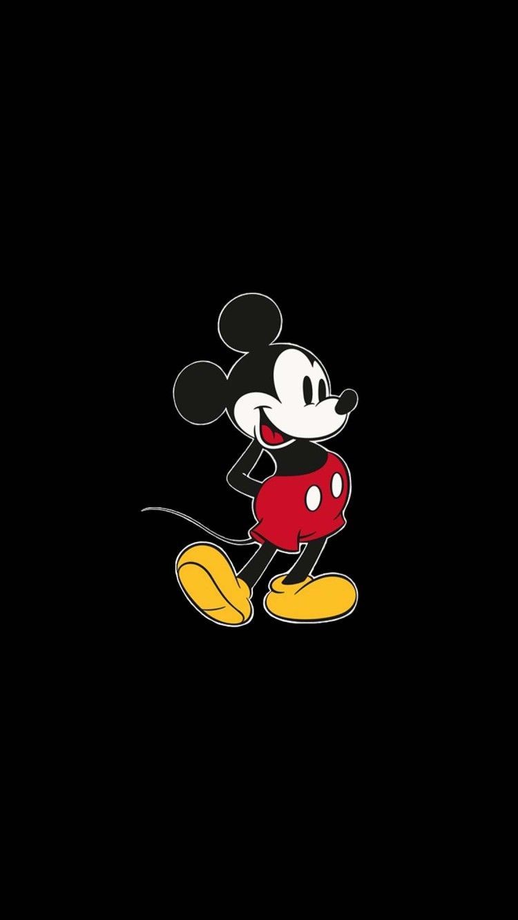 Apple Hintergrundbild 750x1333. Mickey Mouse Disney Aesthetic Wallpaper : Black Background Wallpaper