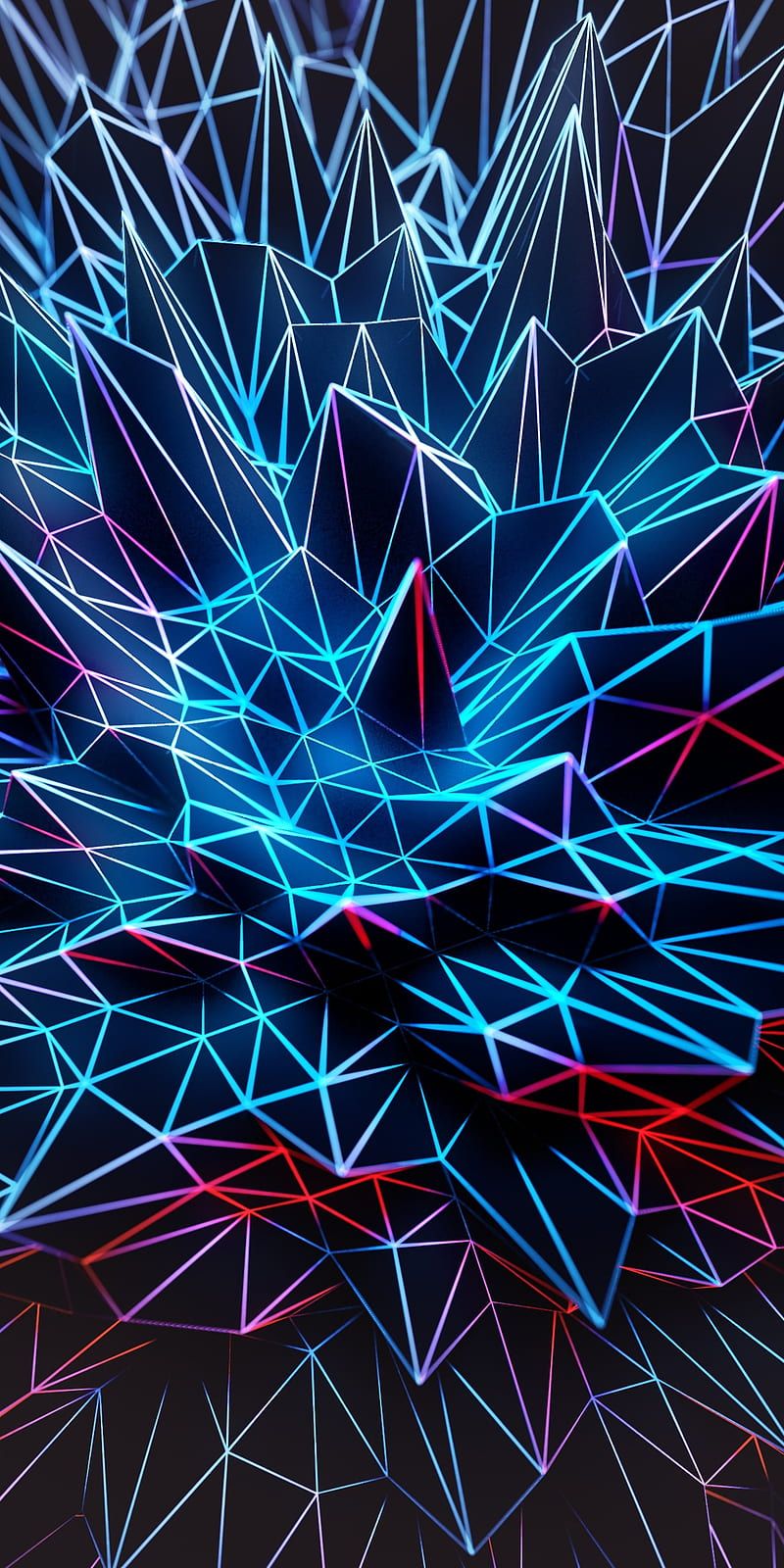  Neon 3D Hintergrundbild 800x1600. 3D shapes, spikes, neon, HD phone wallpaper