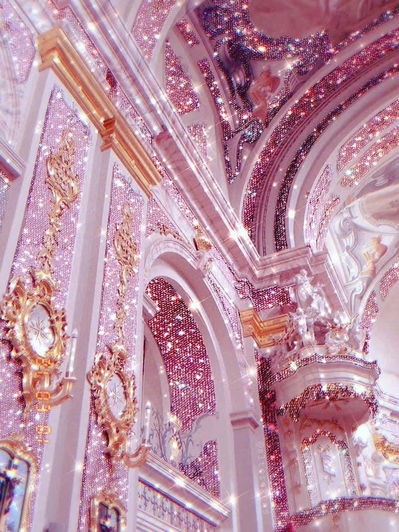  Schwarz Glitzer Hintergrundbild 800x1067. Download A Pink And Gold Building Wallpaper