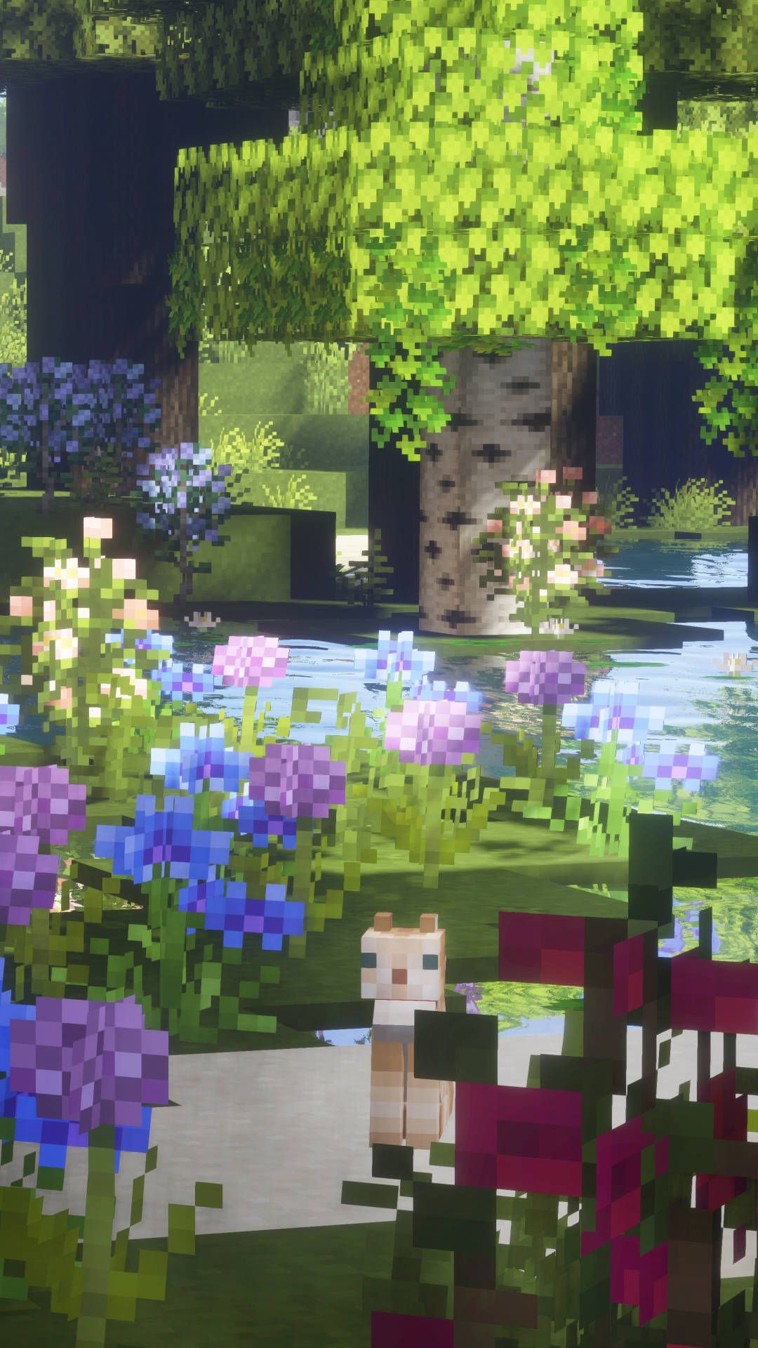  Minecraft Hintergrundbild 1080x1920. Download Blooming Flowers In Garden Minecraft Aesthetic Wallpaper
