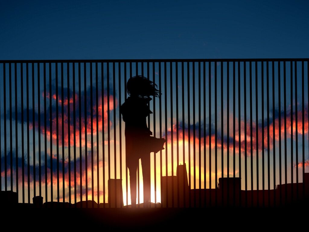  1024x768 Hintergrundbild 1024x768. Anime Girl Watching Sunset Fence 4k 1024x768 Resolution HD 4k Wallpaper, Image, Background, Photo and Picture