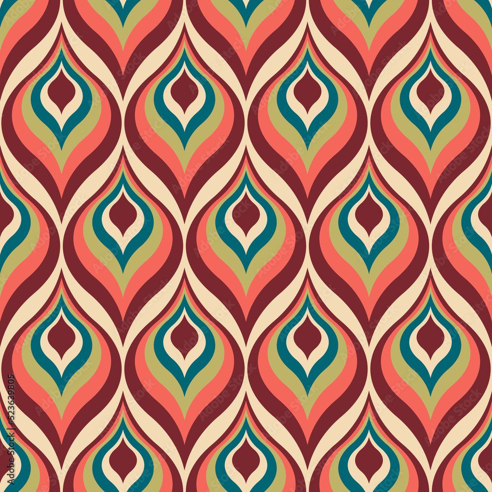  Muster Hintergrundbild 1000x1000. Aesthetic Mid Century Printable Seamless Pattern With Retro Design. Decorative 50`s, 60's, 70's Style Vintage Modern Background In Minimalist Mid Century Style For Fabric, Wallpaper Or Wrapping Stock Vektorgrafik