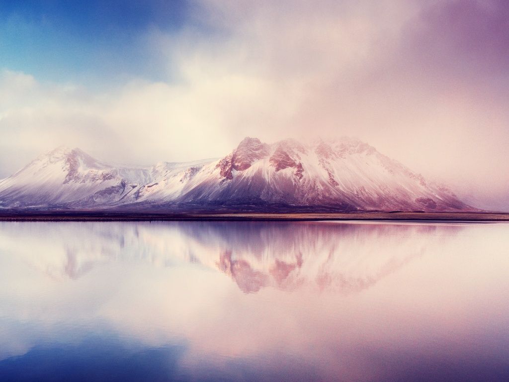  1024x768 Hintergrundbild 1024x768. Mountains Wallpaper 4K, Aesthetic, Reflection, Mist