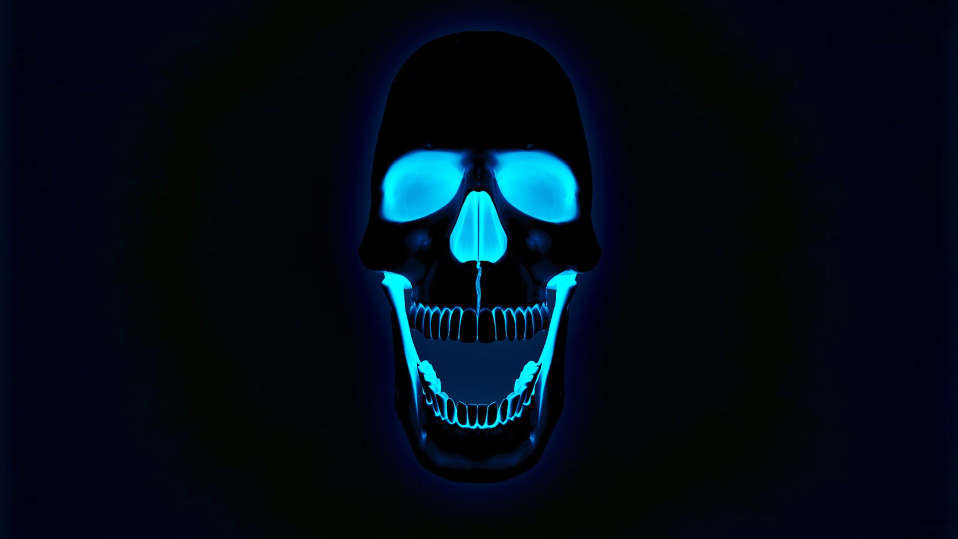  Neon 3D Hintergrundbild 1920x1080. Glowing neon skull wallpaper