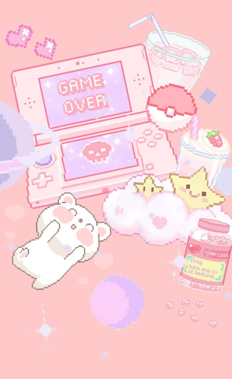  Game Hintergrundbild 800x1308. Game Over, aesthetic, cute, kawaii, pastel, pixel, HD phone wallpaper