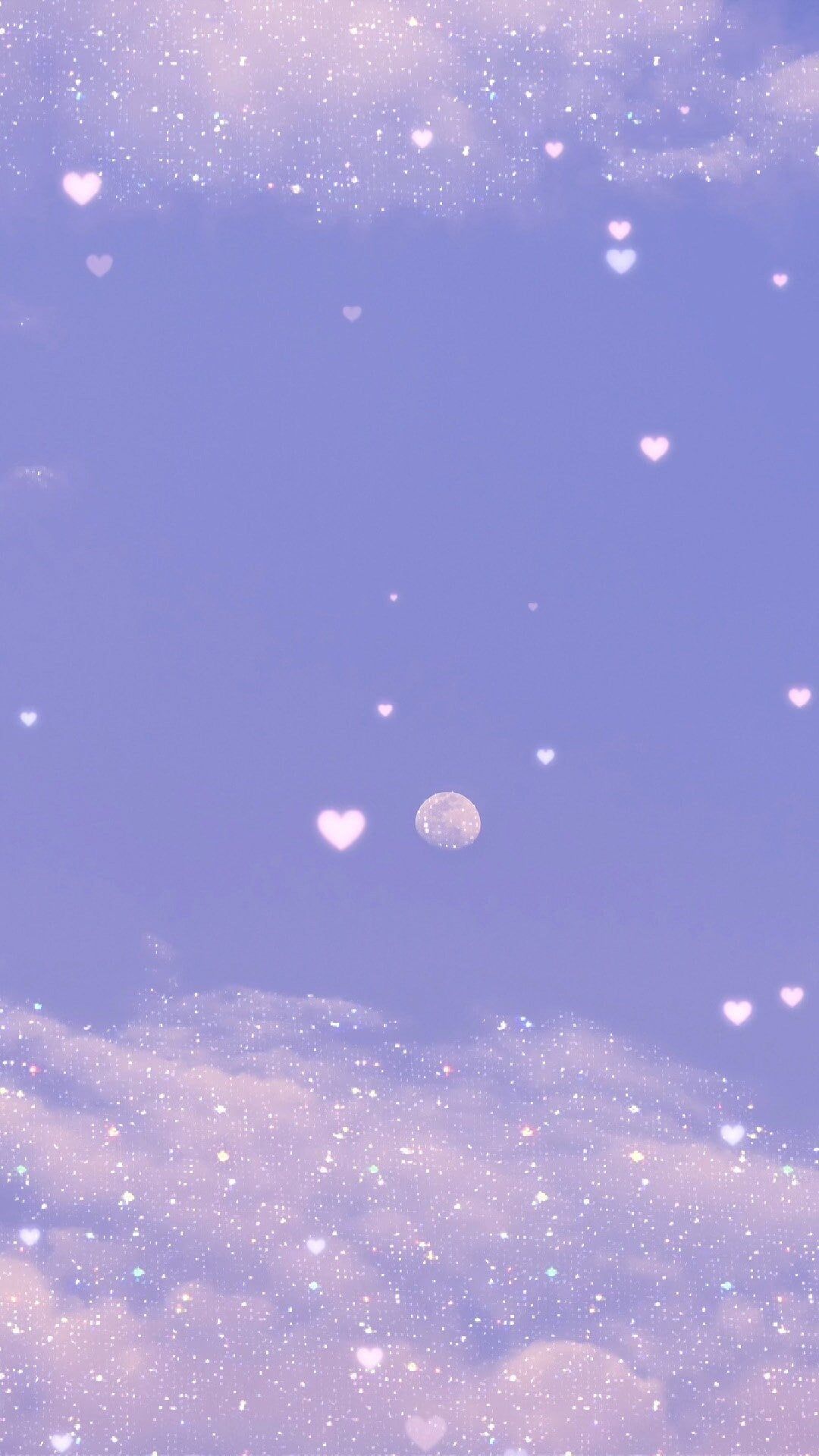  Valentinstag Hintergrundbild 1080x1920. Animierter ästhetischer Valentinstag Himmel Hintergrund, animierter ästhetischer Mond und Wolken, animierter Himmel Telefon Wallpaper