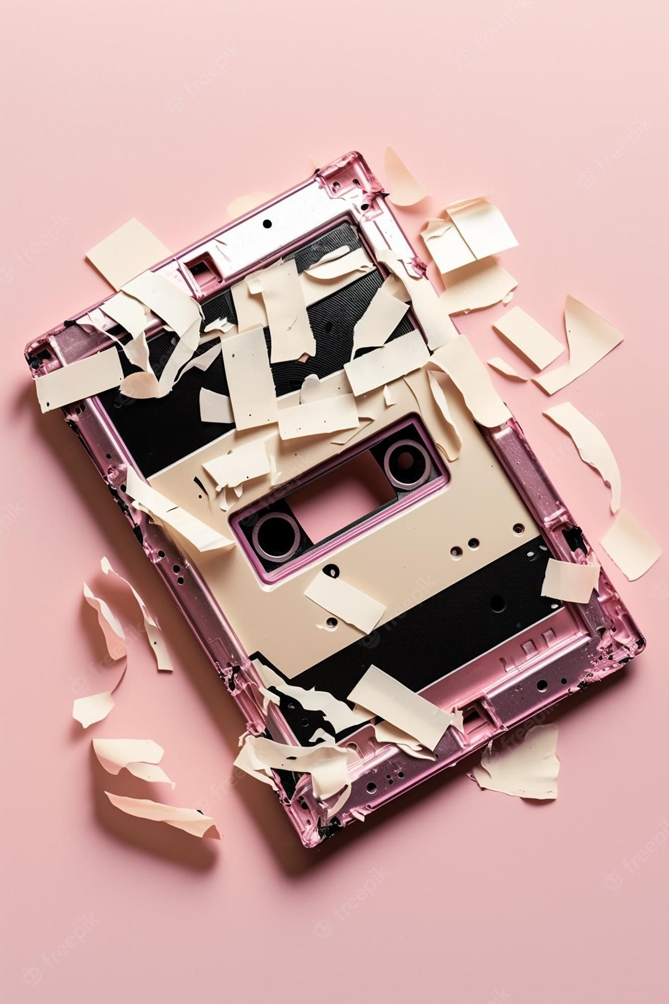  Kaputte Hintergrundbild 1333x2000. Eine kaputte kassette, die kaputt ist und von der firma pink tape stammt