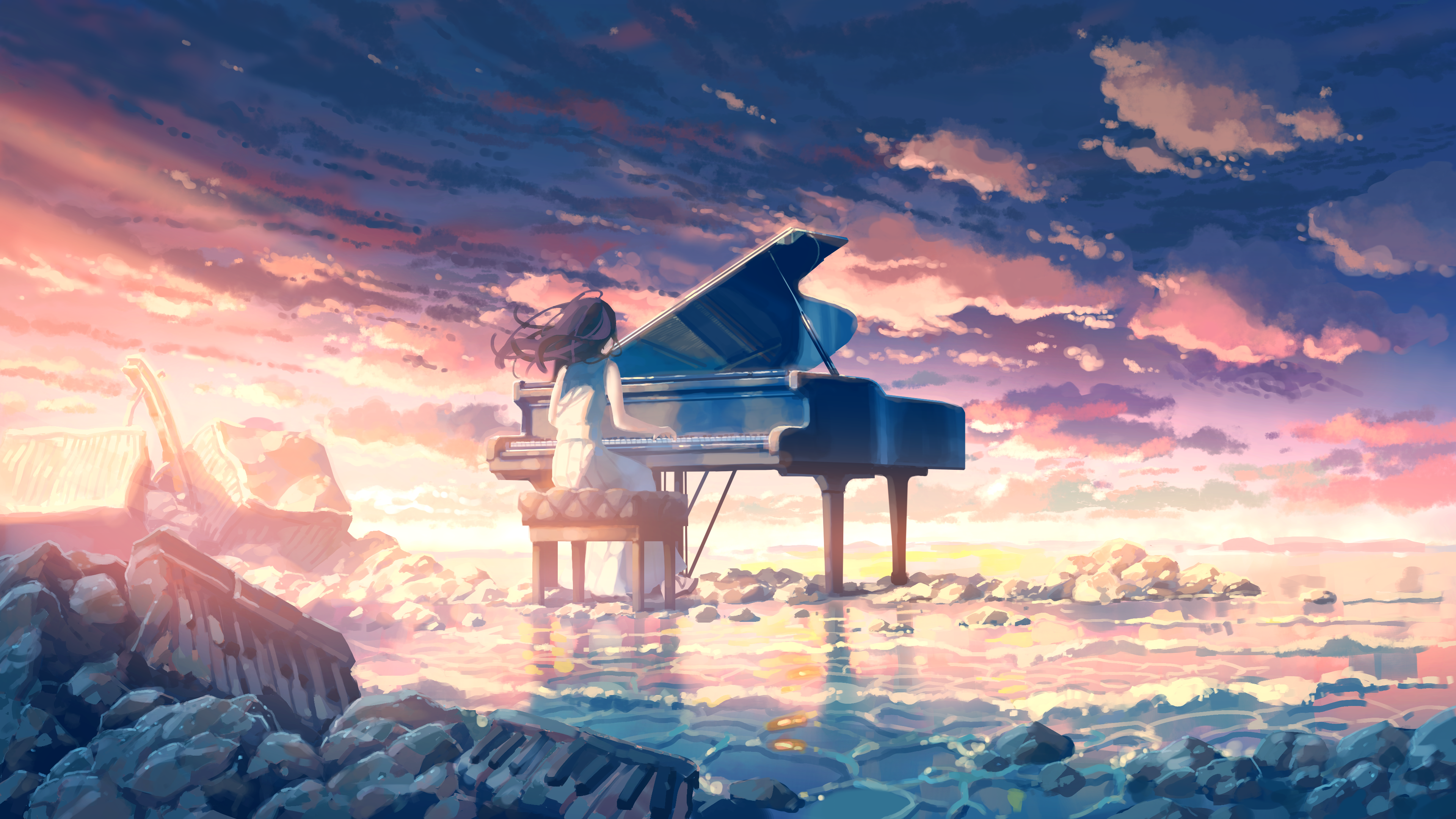  Klavier Anime Hintergrundbild 3840x2160. 4K Klavier Wallpaper. Hintergründe