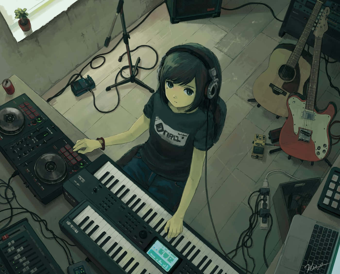  Klavier Anime Hintergrundbild 1400x1128. Download Music Anime Girl Playing Piano Wallpaper