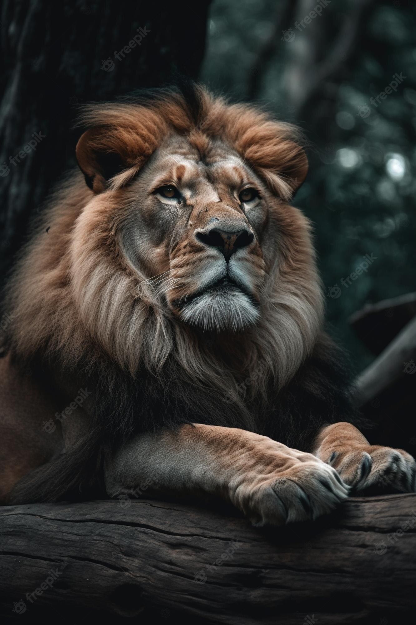 Löwen Hintergrundbild 1333x2000. Ein löwe in einem dunklen wald
