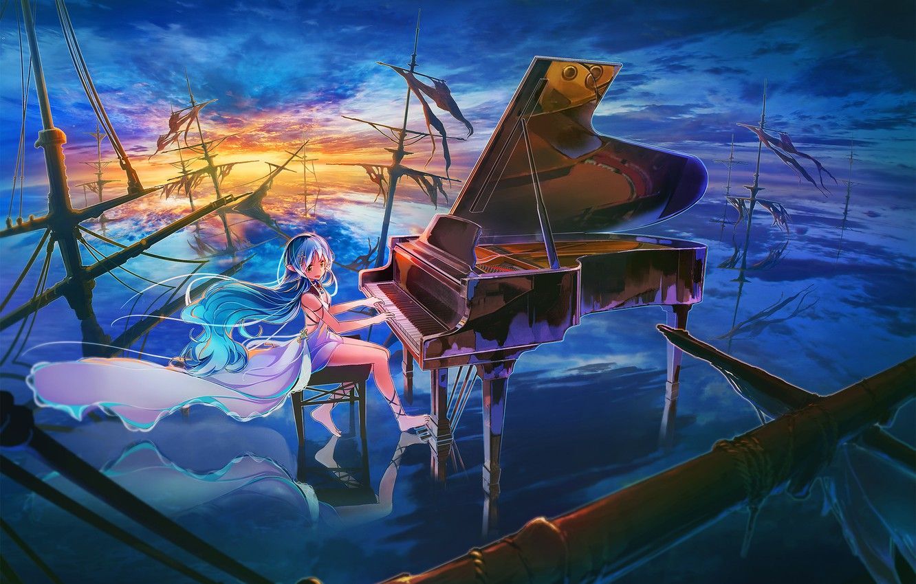  Klavier Anime Hintergrundbild 1332x850. Girls With Piano Anime Wallpaper