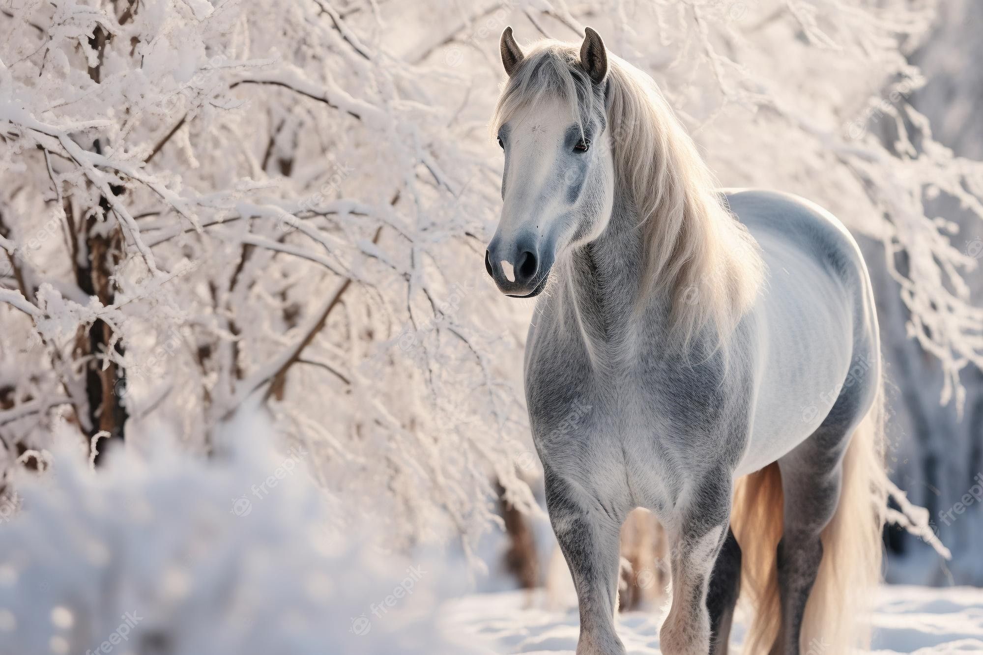  Pferde Im Schnee Hintergrundbild 2000x1333. Pferde Winter Bilder Download auf Freepik
