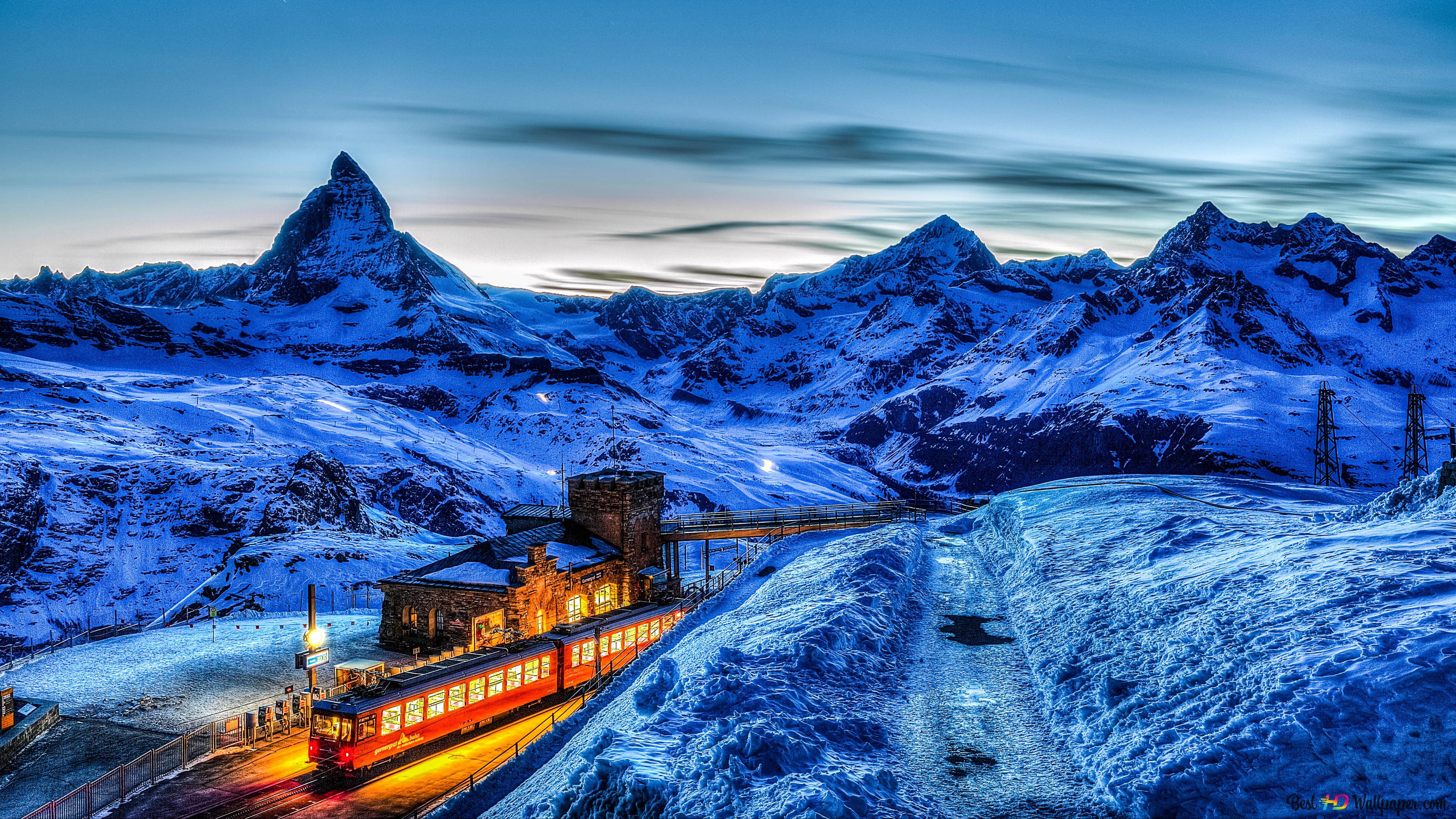 Schweiz Hintergrundbild 3554x1999. Zug am Matterhorn in der Schweiz 4K Hintergrundbild herunterladen