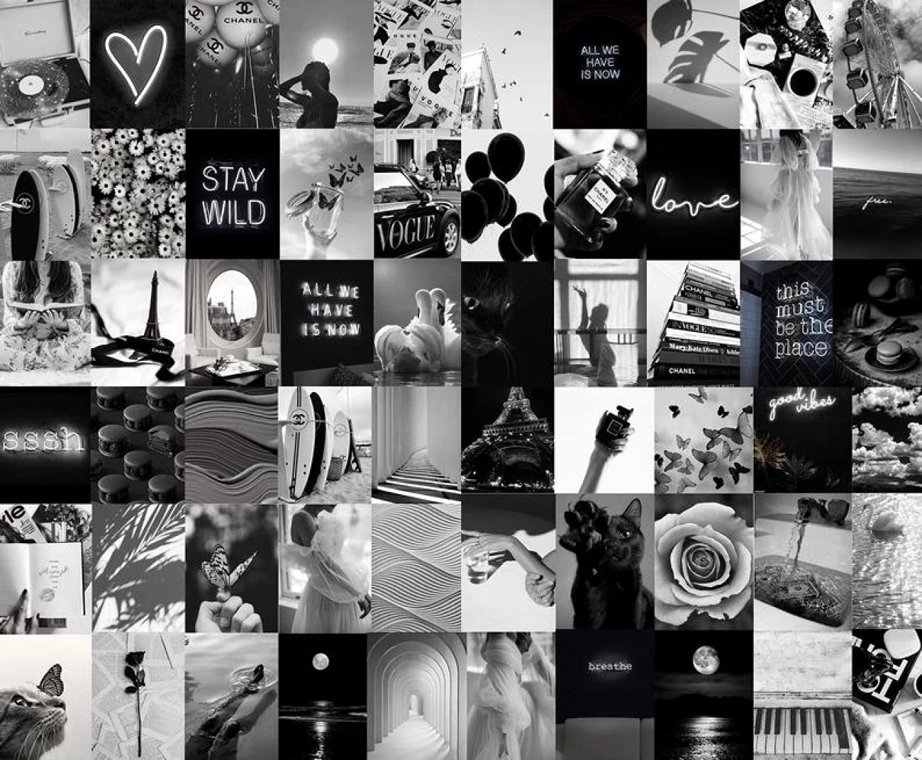  Grau Hintergrundbild 1300x1072. Amazon.de: Aesthetic Picture Wall Collage Kit Black & White Vintage Fashion Mood Board Set 60pcs Photo Wallpaper Art Prints Posters