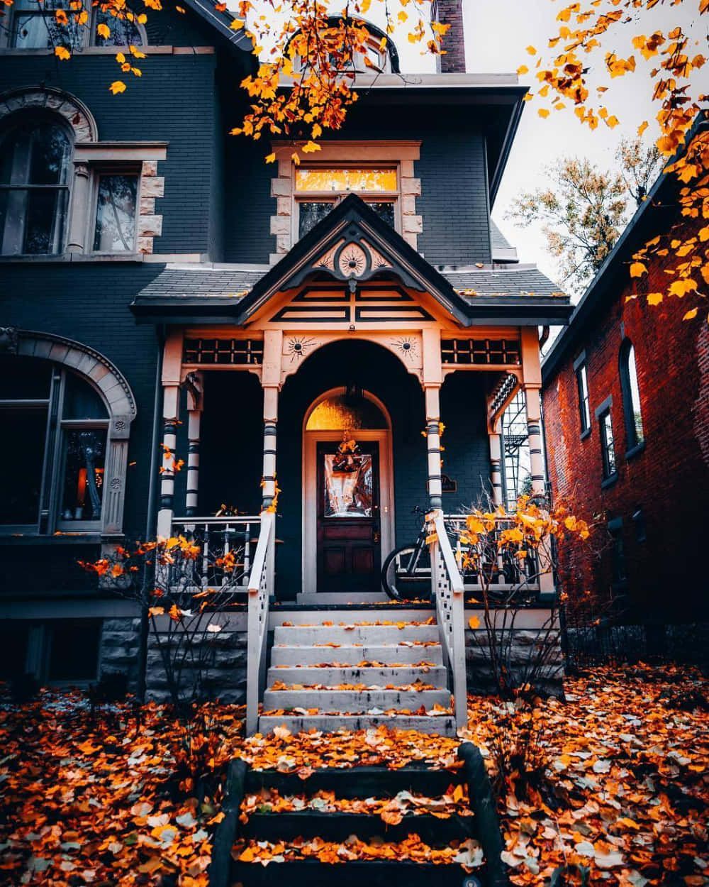  Haus Hintergrundbild 1000x1250. Download Cozy Autumn Victorian House Aesthetic Wallpaper