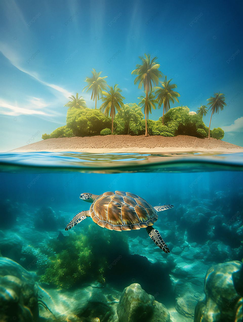 Meer Unterwasserwelt Hintergrundbild 960x1274. Insel Natürliche Landschaft Unterwasserwelt Meeresschildkröte Fotografie Werbehintergrund Hintergrundbild zum kostenlosen Download